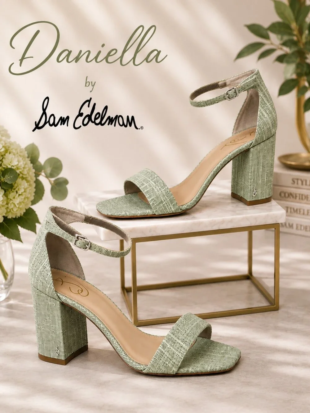 Sam Edelman Daniella Green Woven Shimmer Block Heel Sandals – Women’s 11 – NWOB